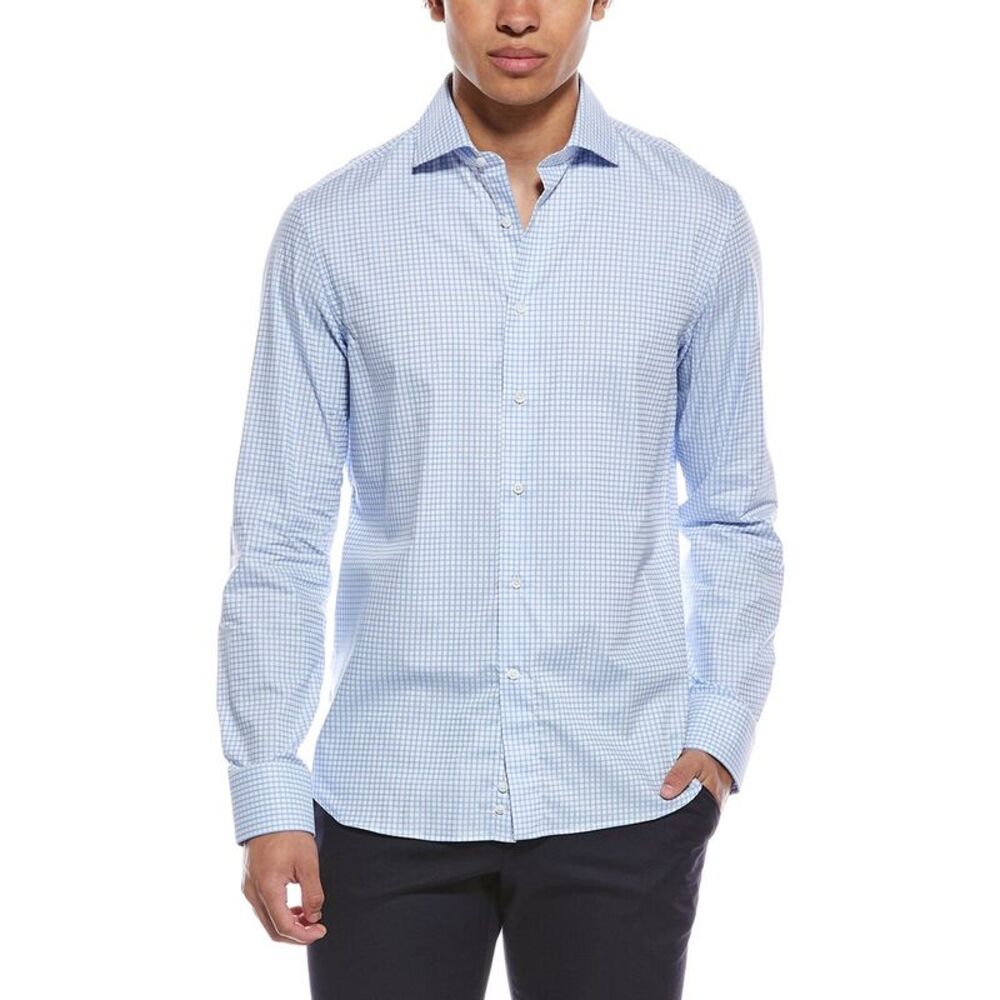 Canali Mens Dress Shirt, Blue